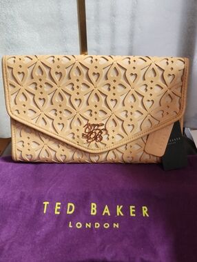 Ted Baker Lg. Laser-Cut Envelope Clutch With Dusty Nwt